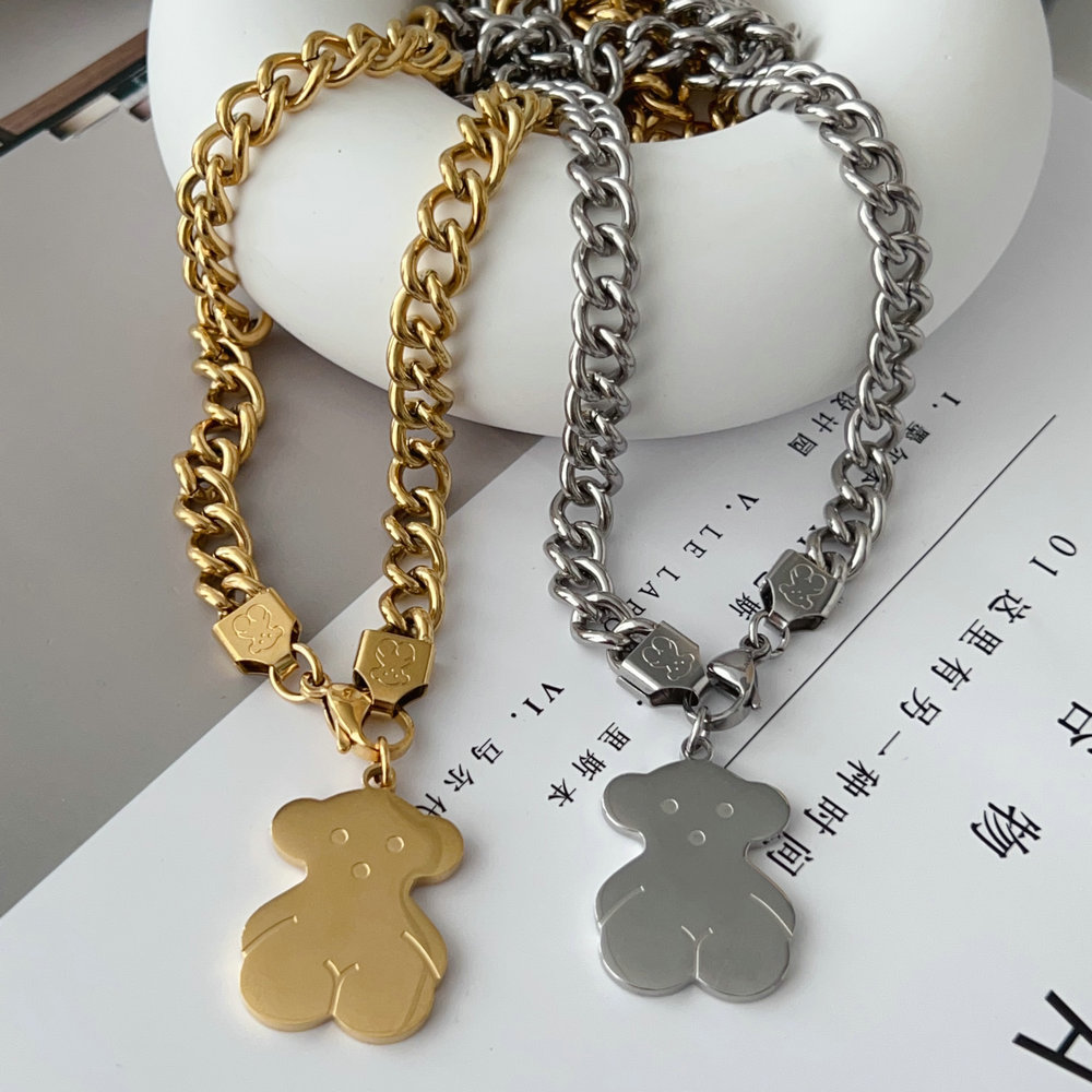 Stainless tous bear necklace