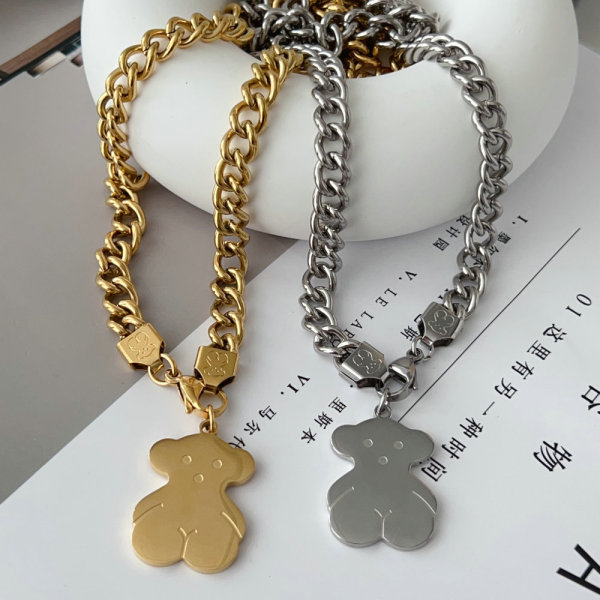 Stainless tous bear necklace