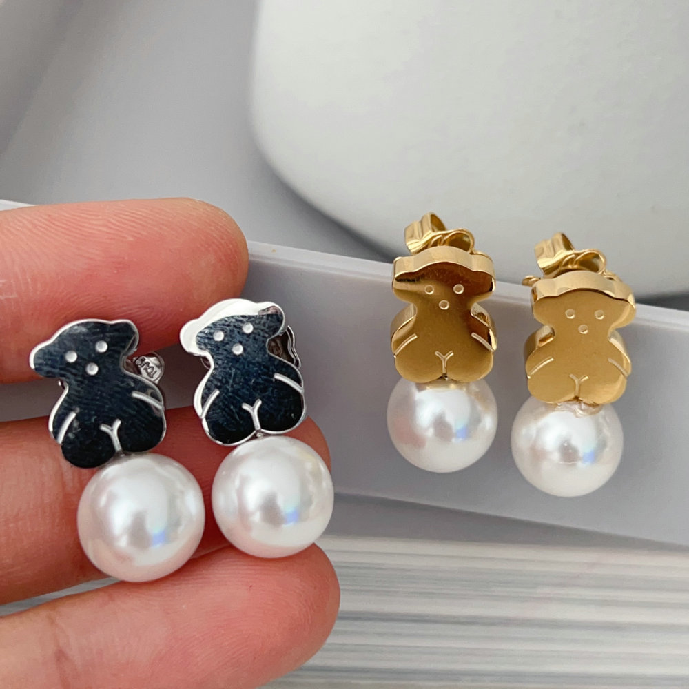 Pearl tous bear earrings