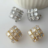 Pave square earrings