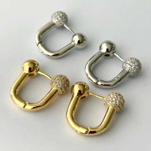 Pave fashion basic hoop