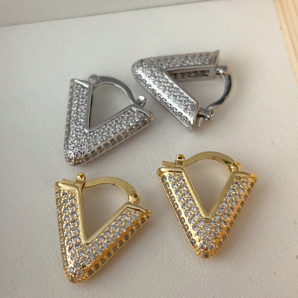 Triangle pave zircon earrings