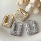 Pave square earrings