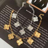 Metal five flower charm bracelet