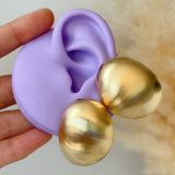 Oval metal chunky earrings