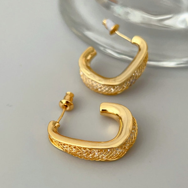 Metal square earrings