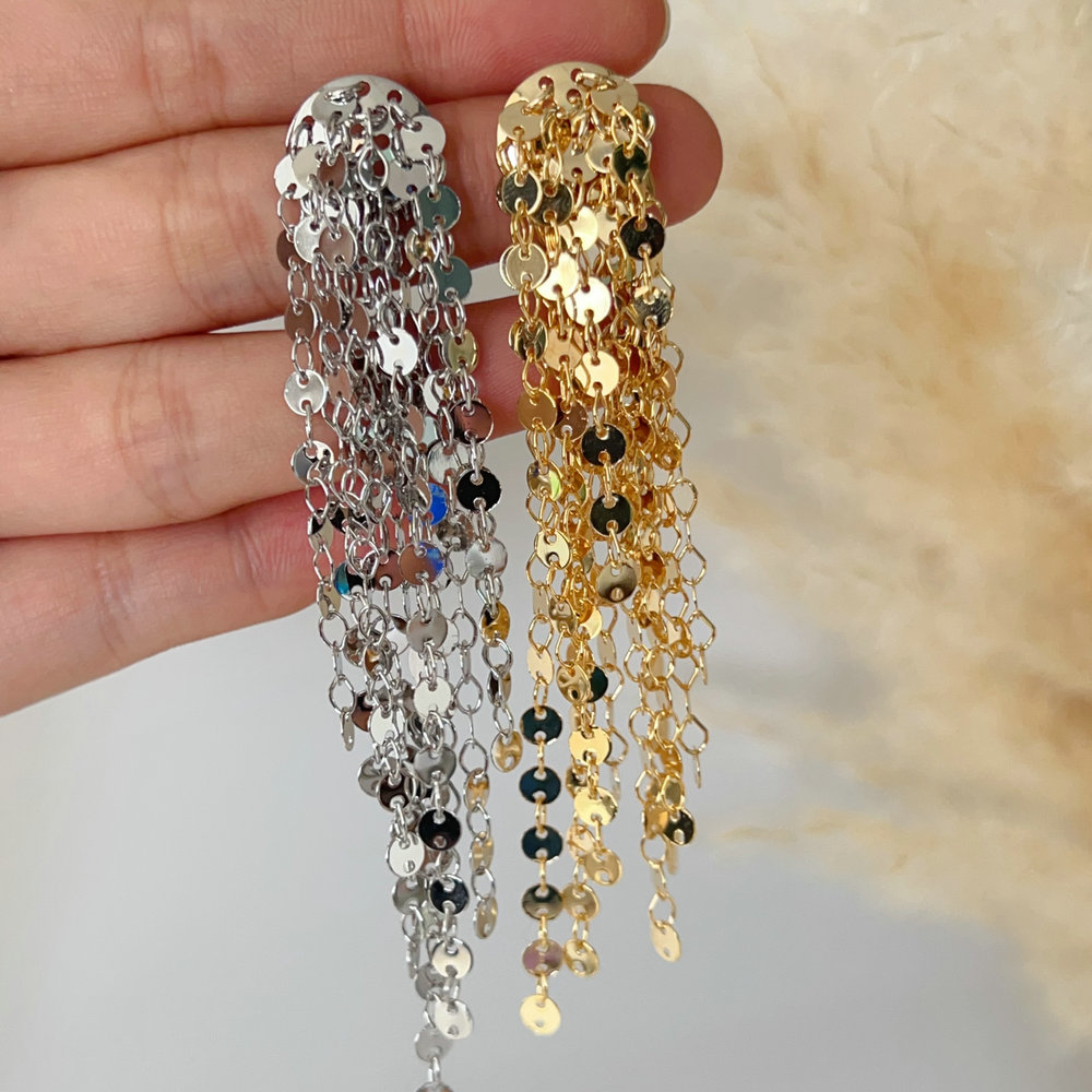 Long chain tassel earrings