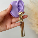 Long chain tassel heart earrings