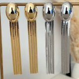 Long chain tassel oval earrings