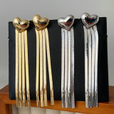 Long chain tassel heart earrings