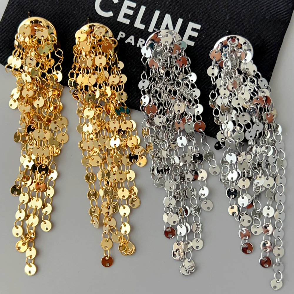 Long chain tassel earrings