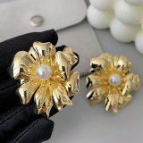 Metal chunky flower earrings