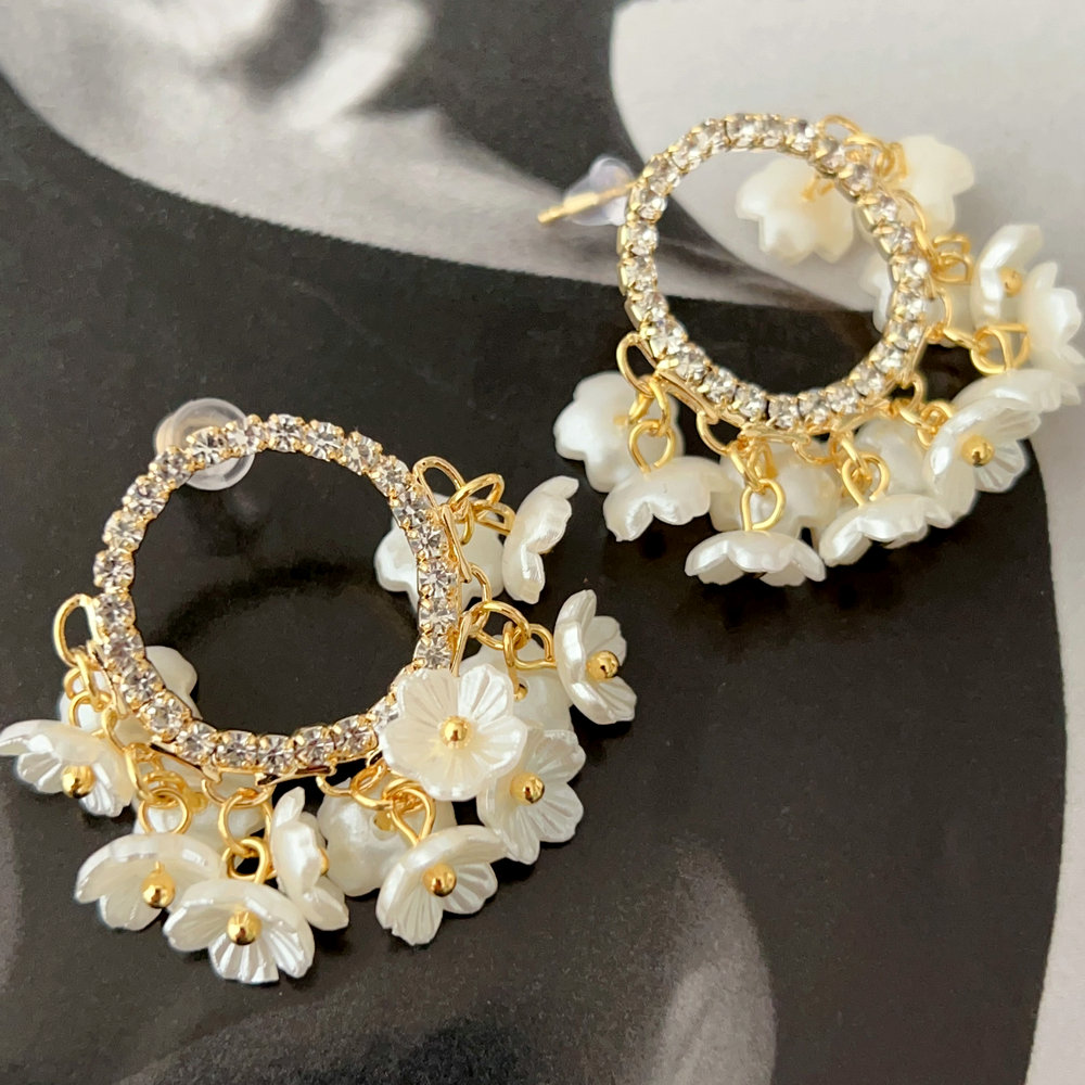 Flower charm earrings