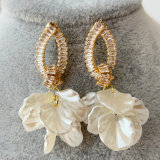 Glass shell charm earrings