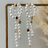 Long pearl tassel earrings
