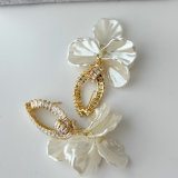 Glass shell charm earrings