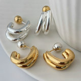 Metal two line earrings