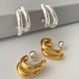 Metal two line earrings