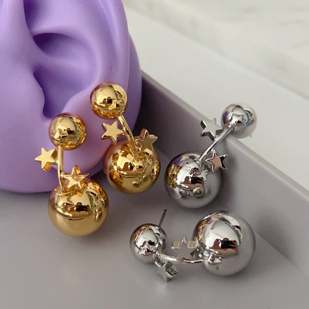 Ball star metal earrings