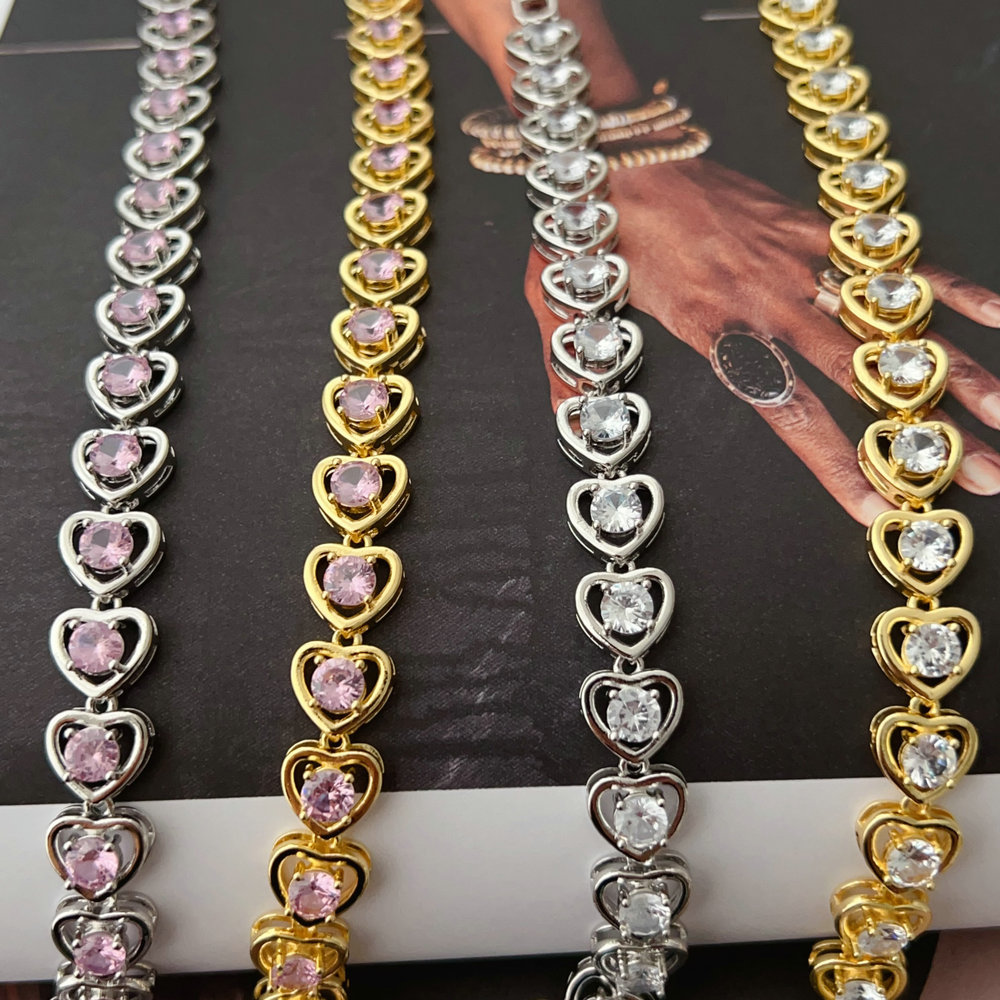 Pave heart bracelet