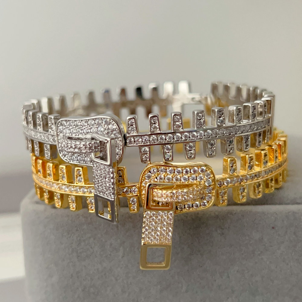 Pave zircon zipper bangle