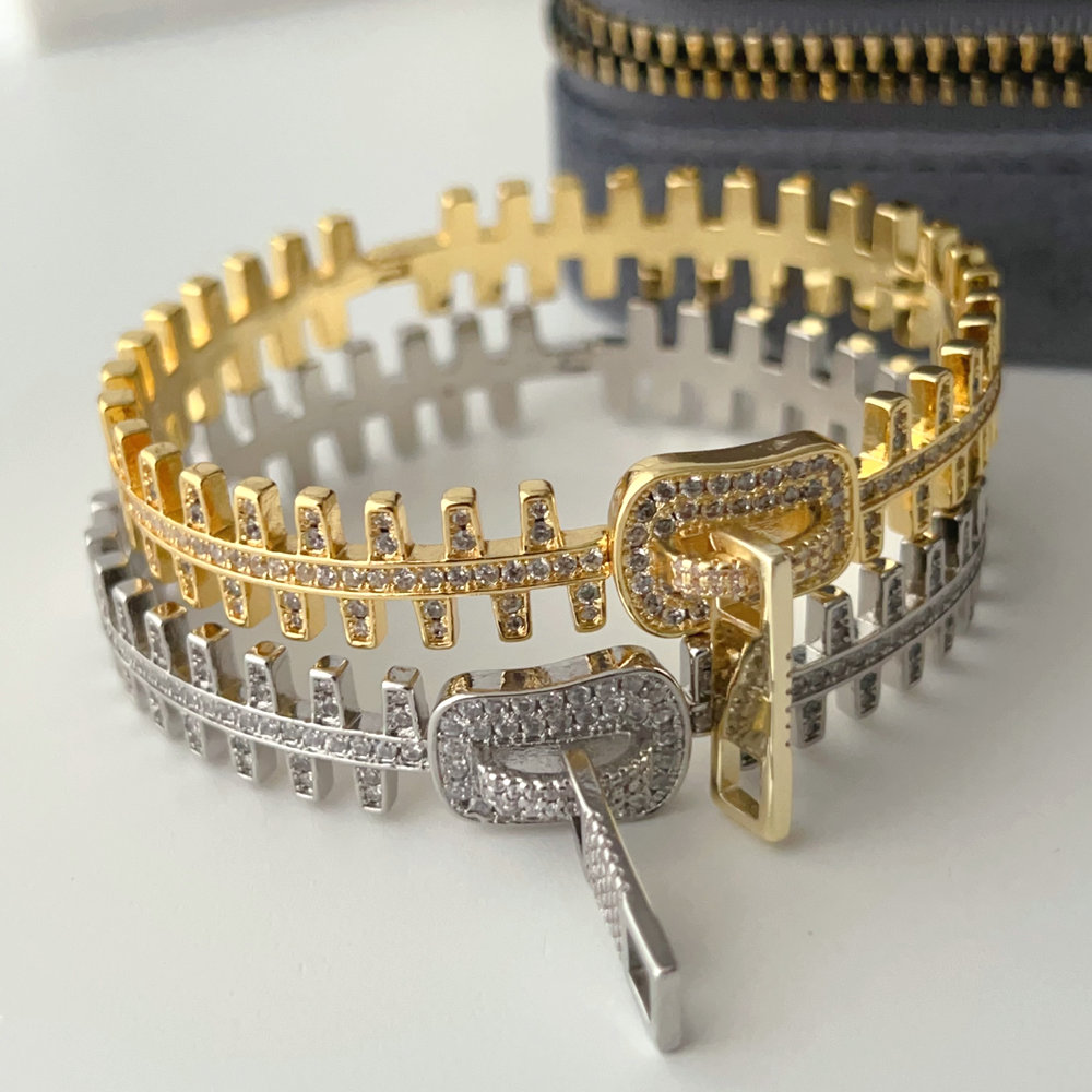 Pave zircon zipper bangle