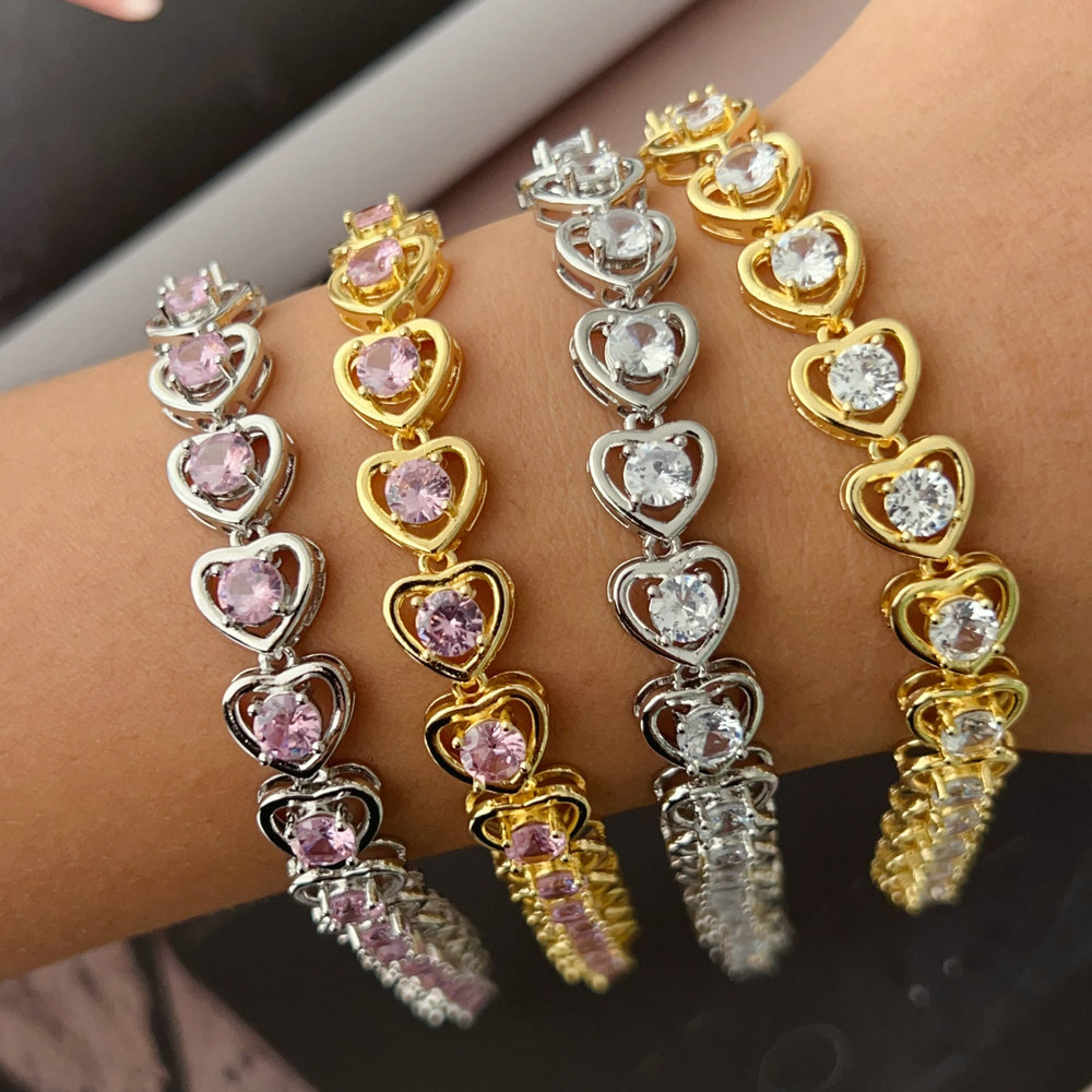 Pave heart bracelet