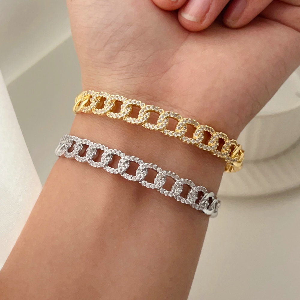 Pave chain cuff