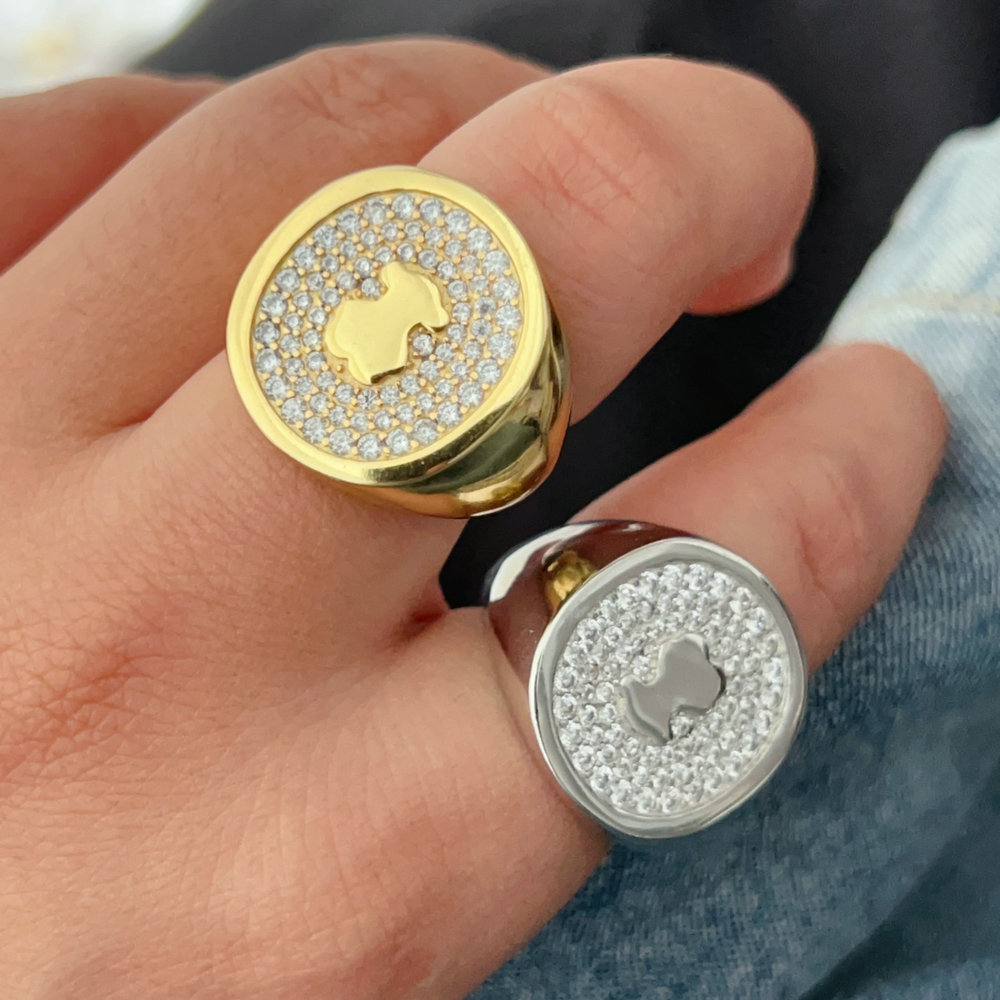 Pave teddy bear ring