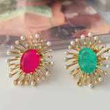 Colorful pearl sunflower ring