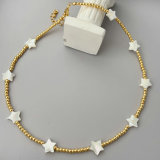 Gold bead necklace with star charm 16inch