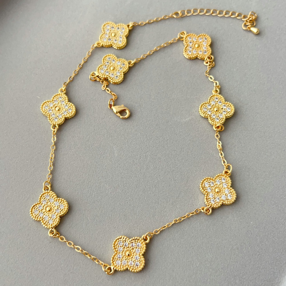 Pave clover necklace