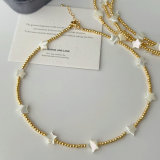 Gold bead necklace with star charm 16inch