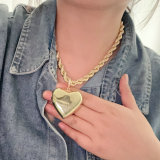 Twist necklace with chunky heart pendant