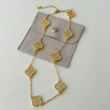 Pave zircon clover necklace