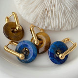 Gemstone round charm earrings