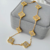 Pave zircon clover necklace