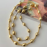 Oval gold bead necklace
