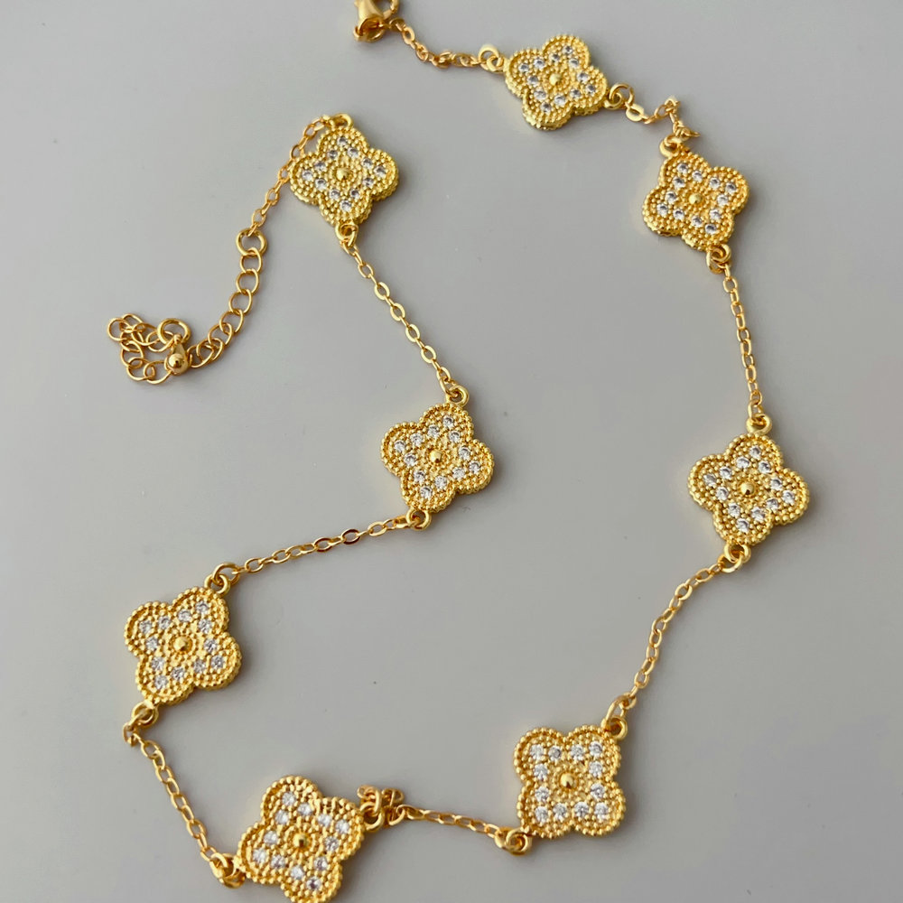Pave clover necklace