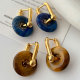 Gemstone round charm earrings
