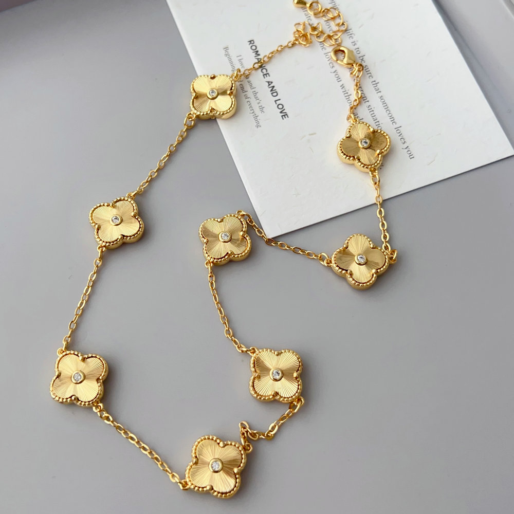 Pave clover necklace