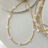 Gold bead necklace with star charm 16inch