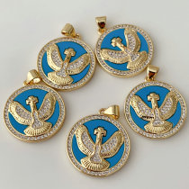Pave eagle round charm
