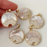 Shell rainbow round charm