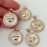 Lip shell round charm