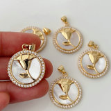 Shell flower round charm