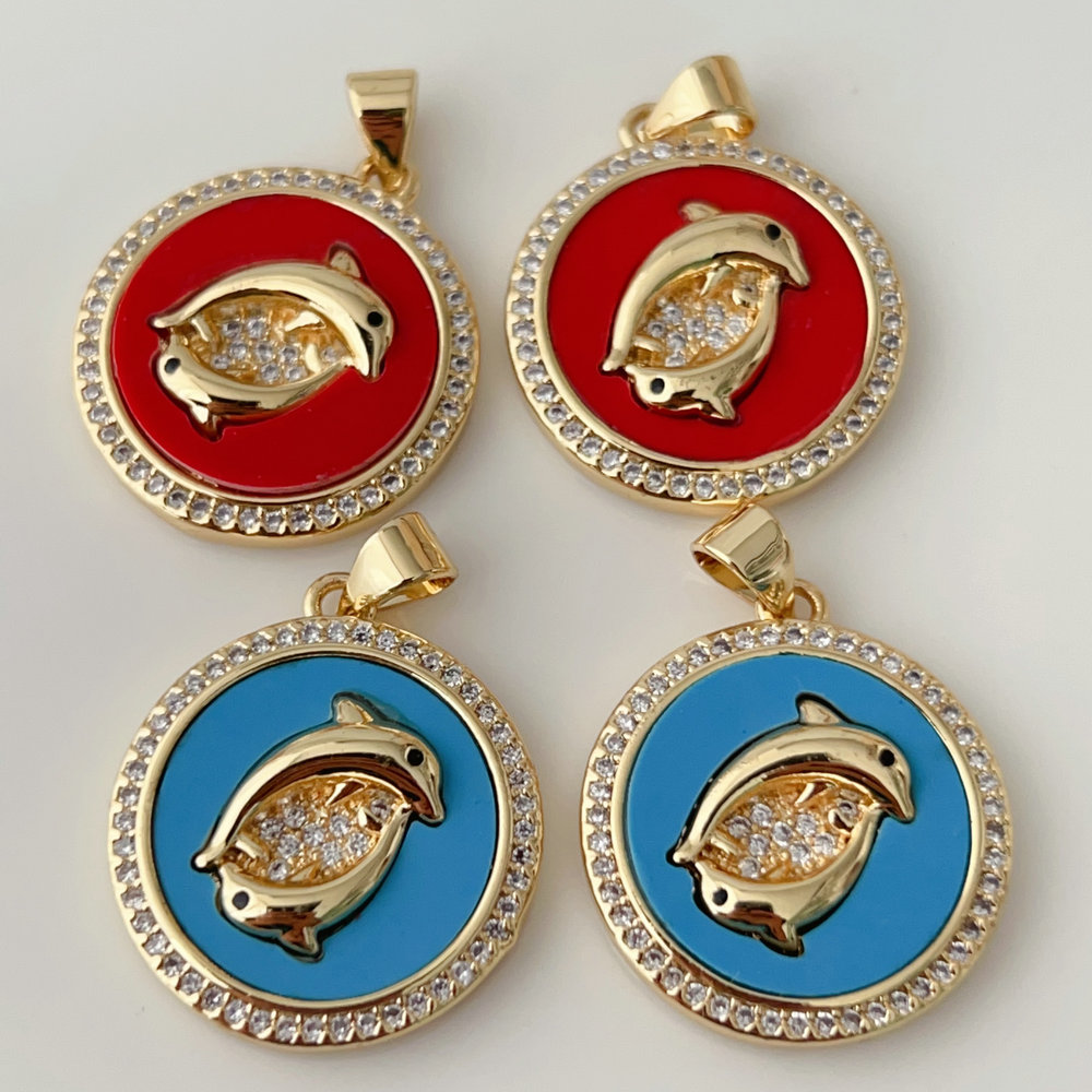 Dolphin round charm