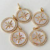 Pave star shell round charm