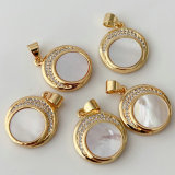 Shell moon round charm