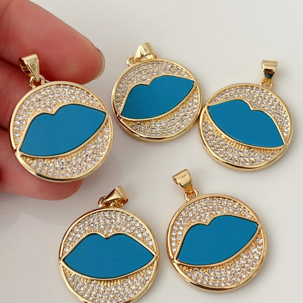 Pave blue lip charm